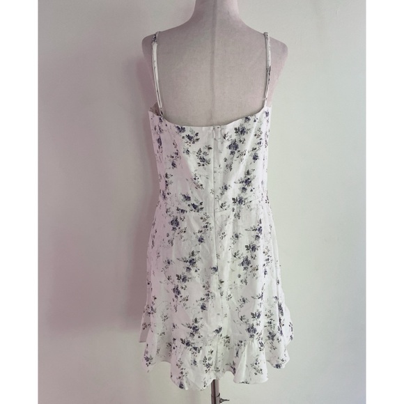 EUC Reformation Mariana Madeline Floral Flounce Bustier Linen Mini Dress 12 - Picture 7 of 11